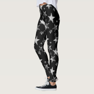 Festivals Leggings Black Silver Grau Weihnachtssta