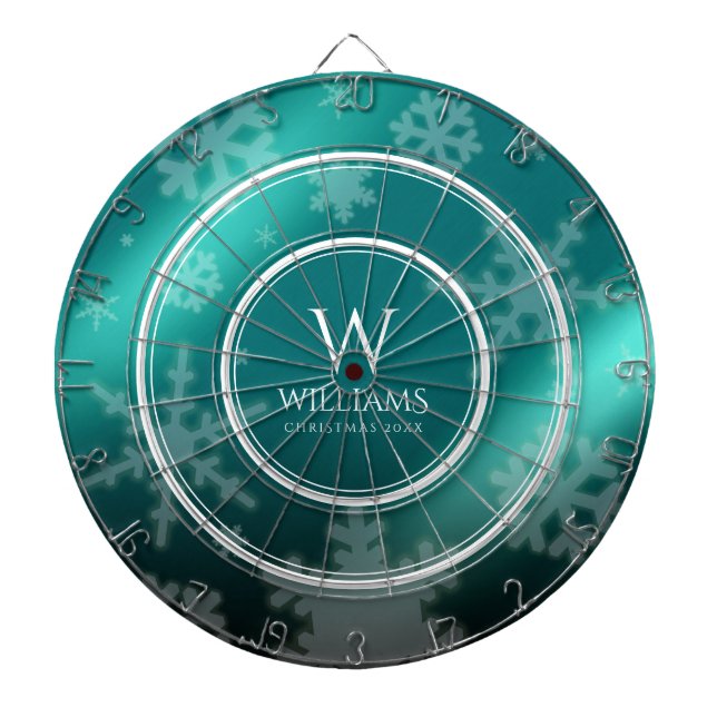 Festivals Light Blue Foil Snowflakes Monogram Name Dartscheibe (vorne)