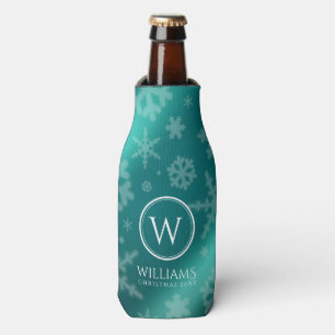 Festivals Light Blue Foil Snowflakes Monogram Name Flaschenkühler