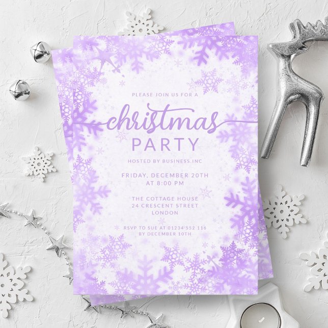 Festivals Lila Imitate Foil Snowflakes Einladung (Festive Purple Faux Foil Snowflakes Christmas Invitation)