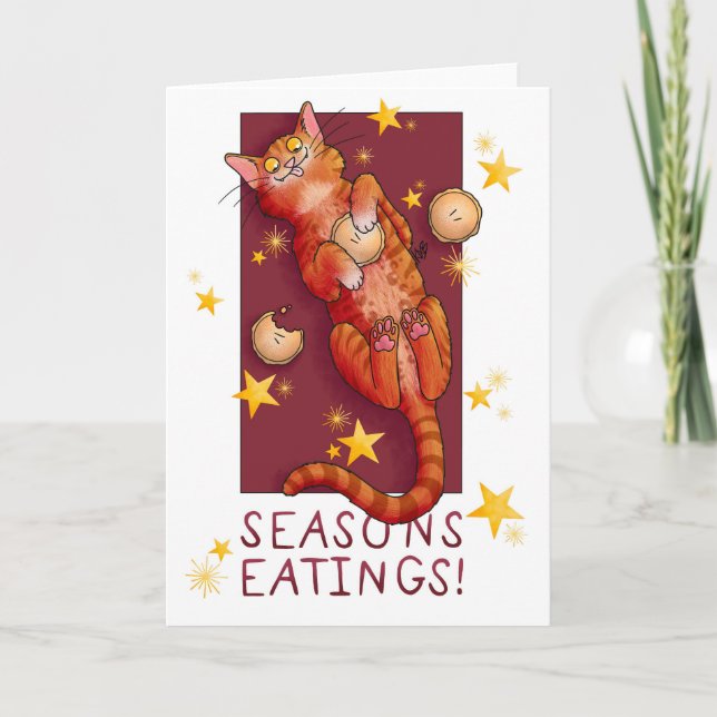 Festivals Mini Pie Cat Card Dankeskarte (Vorderseite)