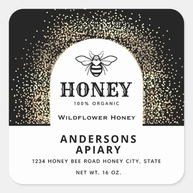 Festivals Minimalistisch Modernes Honigglas Quadratischer Aufkleber (Vorderseite)