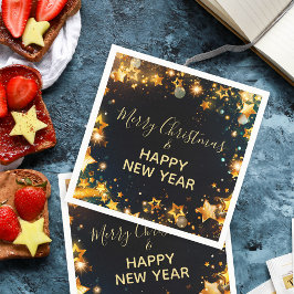 Festivals mit Gold Stars Bokeh und Glitzern Serviette