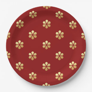 Festivals Moderne Weihnachten Rot & Gold Daisy Pappteller