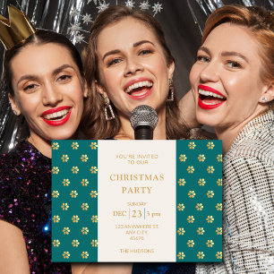 Festivals Modernes Aquamarin + Goldenes Weihnachts Feiertagskarte