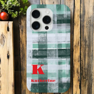 Festivals Monogramm kariert Tartan-Grün-Rot Case-Mate iPhone Hülle