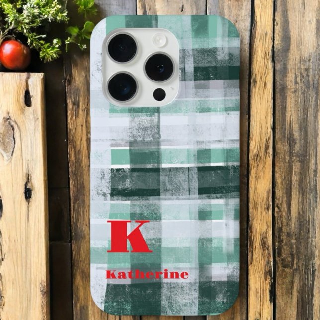 Festivals Monogramm kariert Tartan-Grün-Rot Case-Mate iPhone Hülle (Von Creator hochgeladen)