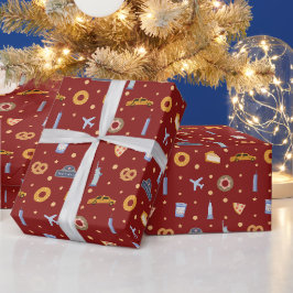 Festivals New York City Symbol Muster Weihnachten Geschenkpapier