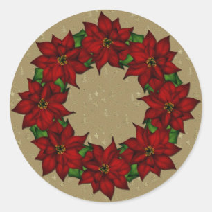 Festivals Poinsettia Design Runder Aufkleber