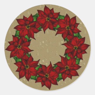 Festivals Poinsettia Design Runder Aufkleber
