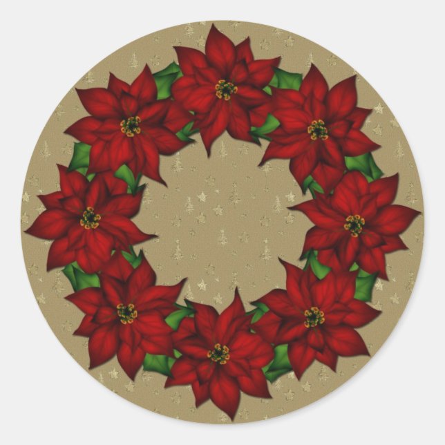 Festivals Poinsettia Design Runder Aufkleber (Vorderseite)