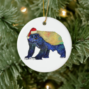 Festivals Psychedelic Honey Badger Badass Santa Xm Keramik Ornament