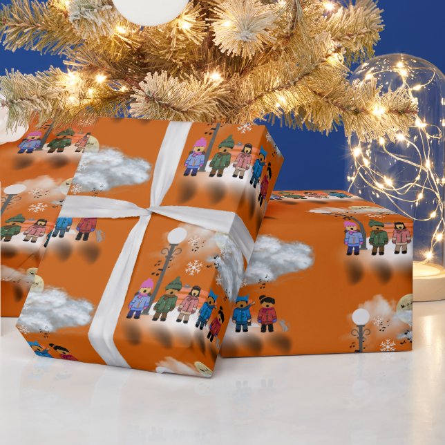 Festivals Quintet über Burnt Orange Weihnachten Geschenkpapier (Feiertage)