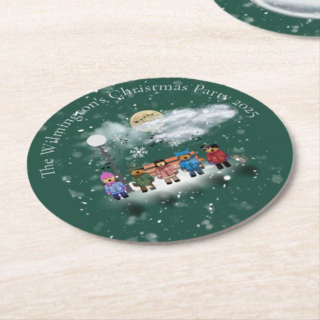 Festivals Quintet Weihnachtsfest Party Runder Pappuntersetzer (Angewinkelt)