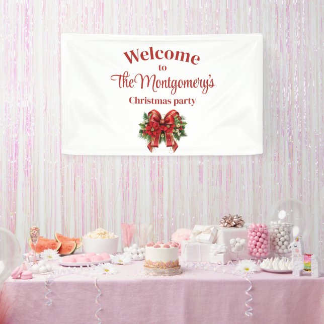 Festivals Red and Gold Weihnachtsbow Banner (Party)