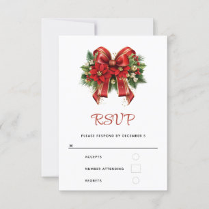Festivals Red and Gold Weihnachtsbow RSVP Karte
