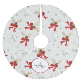 Festivals Red Bows Weihnachtsfamilie Monogram Polyester Weihnachtsbaumdecke