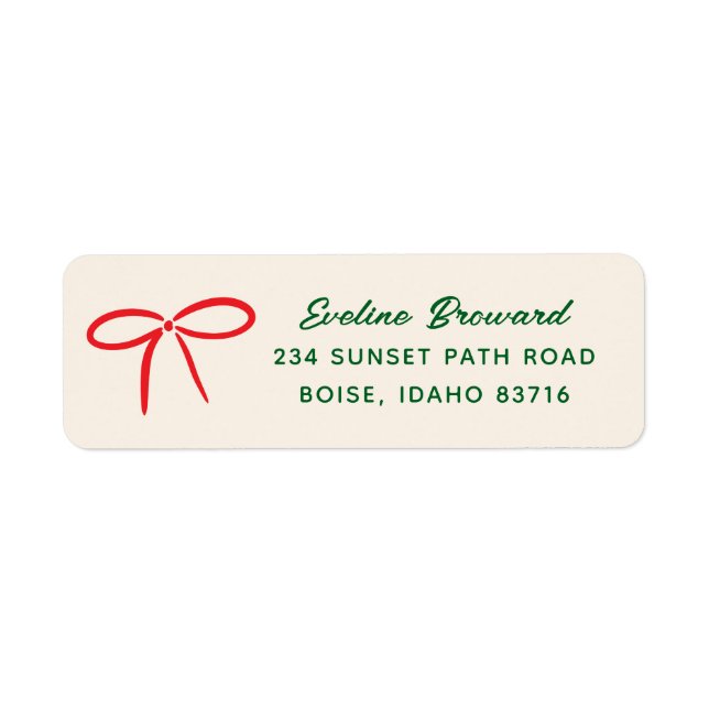 Festivals Red Simple Bow Return Address Label (Vorne)