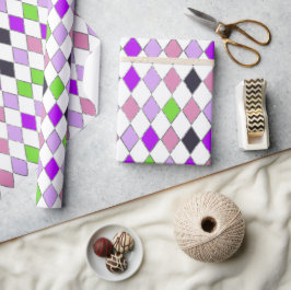 Festivals Retro Lila Diamantmuster Geschenkpapier