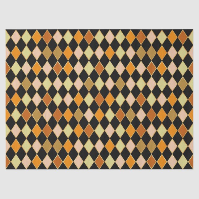 Festivals Retro Orange Black Diamond Muster Seidenpapier (Vorderseite)