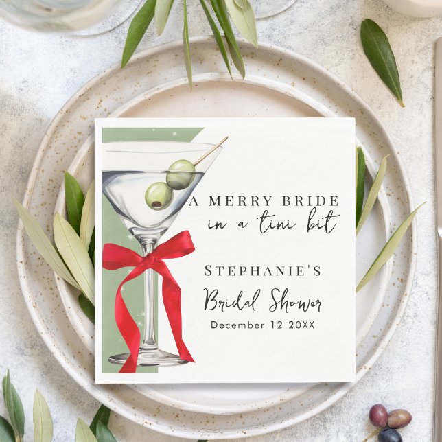 Festivals Retro Red Bow Dirty Martini Brautparty Serviette (Von Creator hochgeladen)