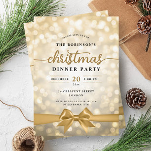 Festivals Ribbon Gold Lights Weihnachts-Party Einladung