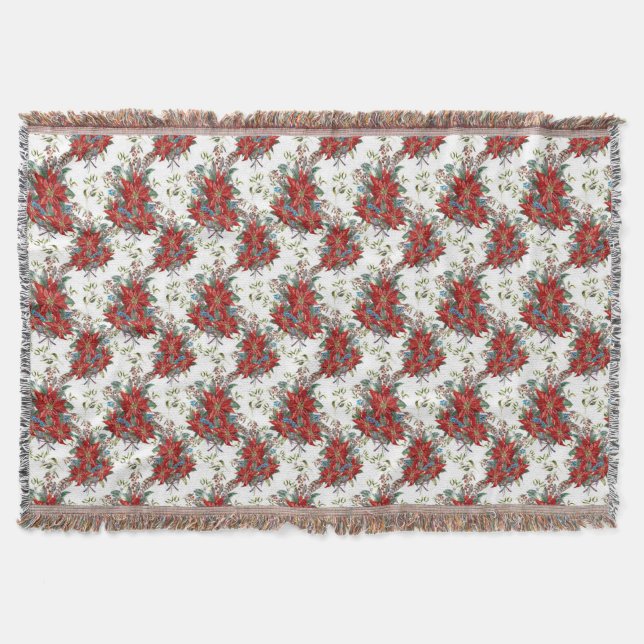 Festivals Rich Red Poinsettia Blume Throw Blanket Decke (Vorderseite)