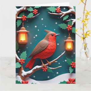 Festivals Robin über Weihnachten am Holly Branch Karte