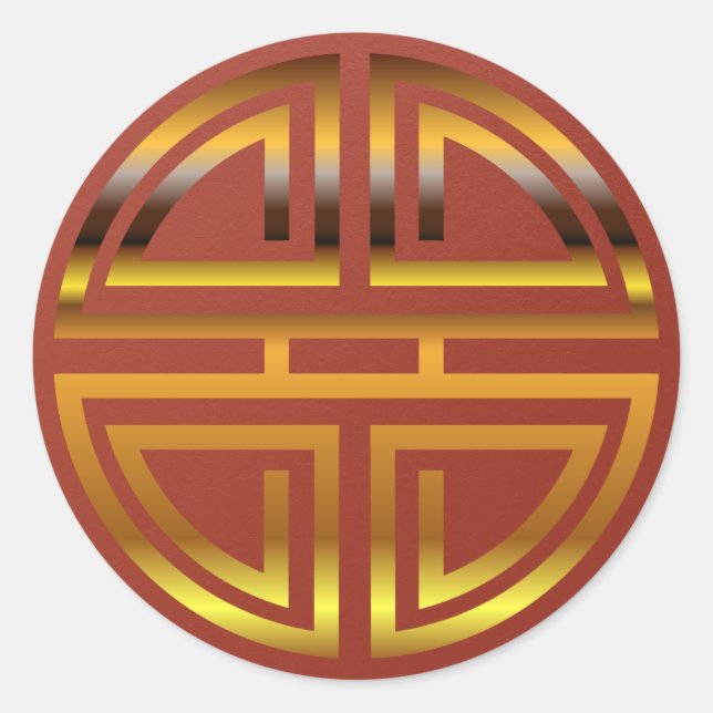 Festivals Rote Imitate Gold Langlebigkeit Motif Ga Runder Aufkleber (Vorderseite)