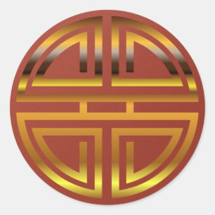 Festivals Rote Imitate Gold Langlebigkeit Motif Ga Runder Aufkleber