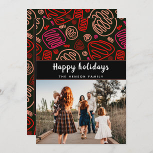 Festivals Rotes Weihnachtsfest in einer Reihe Weih Feiertagskarte