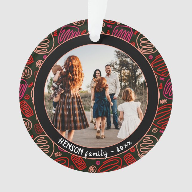 Festivals Rotes Weihnachtsfest in einer Reihe Weih Ornament (Vorderseite)