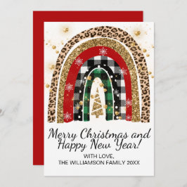 Festivals Rustikaler Karierter Tierdruck Regenboge Feiertagskarte