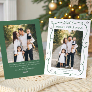 Festivals Sage Green Christmas Bow Ribbon 2 Foto Feiertagskarte