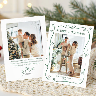 Festivals Sage Green Christmas Bow Ribbon 2 Foto Feiertagskarte