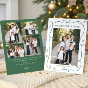 Festivals Sage Green Christmas Bow Ribbon 5 Foto Feiertagskarte