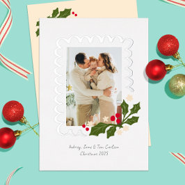 Festivals Scallop Rahmen mit Holly One Foto Folien Feiertagskarte