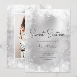 Festivals silberweiß elegant schick süß 16 einladung