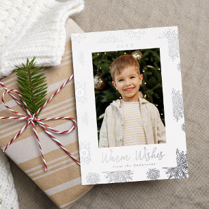 Festivals Silver Snowflakes Foto Folien Feiertagskarte