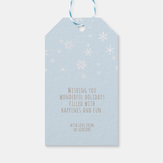 Festivals Snowflakes Botschaft Blauer Weihnachtsfe Geschenkanhänger (Rückseite)