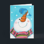 Festivals Snowman and Bluebird Christmas Card Feiertagskarte<br><div class="desc">Festliche Snowman und bluebird Weihnachtskarte mit individualisierbarer Urlaubsinformation im Inneren. Löschen Sie benutzerdefinierten Text,  wenn die Karte im Inneren leer sein soll. Kunstwerk © 2009 Lisa Marie Robinson</div>