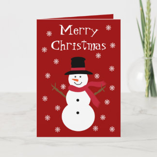 Festivals Snowman & Snowflakes Rote Weihnachtskart Feiertagskarte
