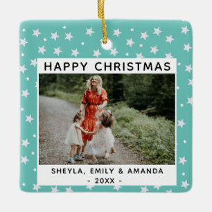 Festivals Spaß Türkis Star Muster Foto Keramikornament