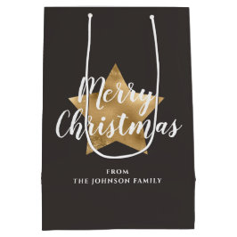Festivals Taupe Brown Gold Star Weihnachten Mittlere Geschenktüte