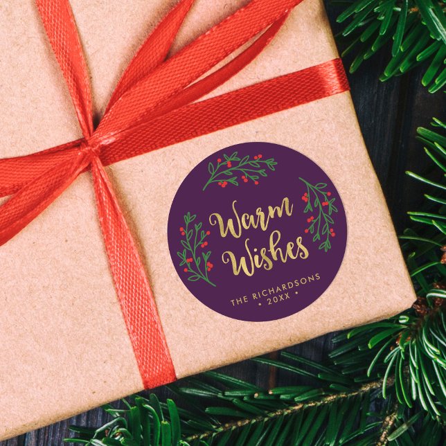 Festivals Warme wünscht Lila Urlaub Runder Aufkleber (Von Creator hochgeladen)