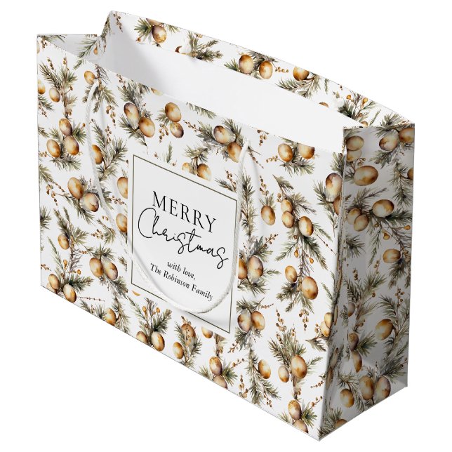 Festivals Wasserfarbe Gold Folies Weihnachten Große Geschenktüte (Rückseite Schrägansicht)