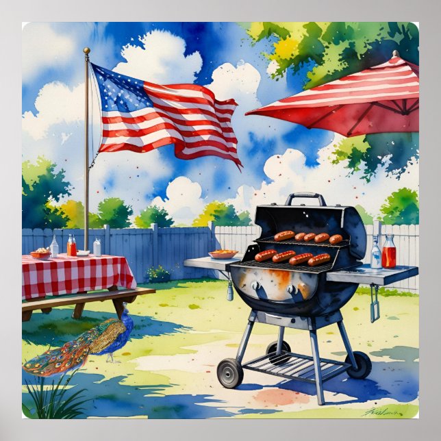 Festivals Wasserfarbe GRILLEN Poster (Vorne)