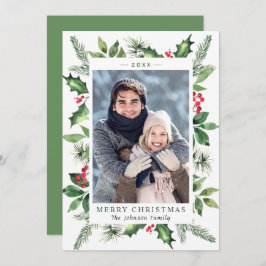 Festivals Wasserfarbe Holly Berry Weihnachtsfest F Feiertagskarte