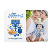 Festivals Wasserfarbe Menorah Happy Hanukkah Foto