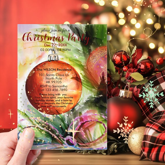 Festivals Wasserfarbe mit Bow Acryleinladungen (Watercolor Festive Ornament with Bow Acrylic Invitations)